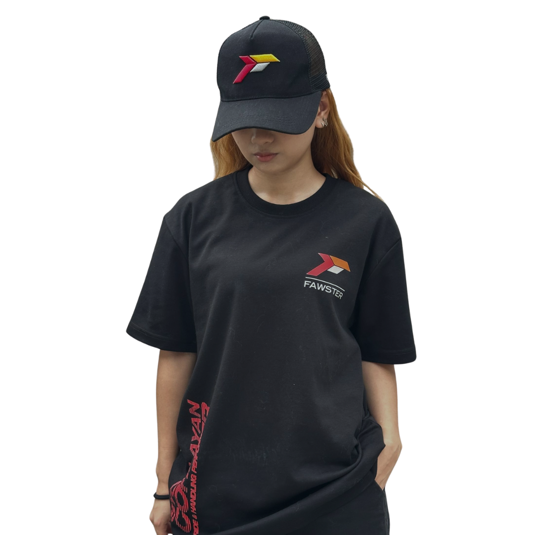 Fawster Black Regular Loose T-Shirt