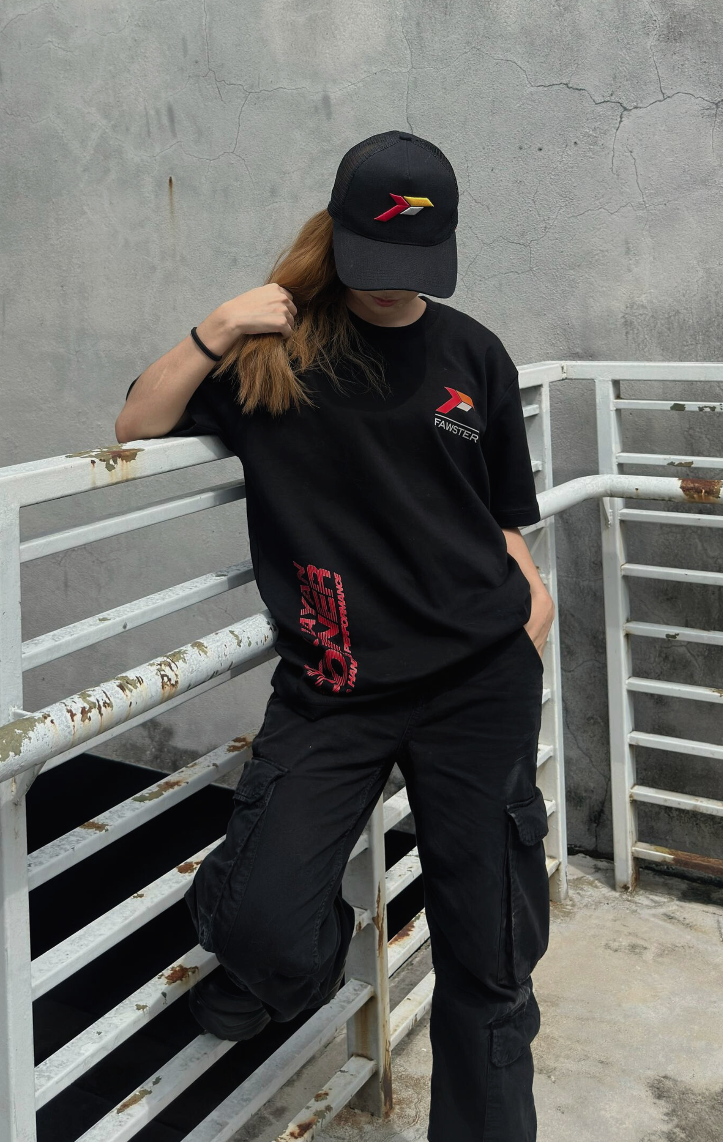 Fawster Black Regular Loose T-Shirt